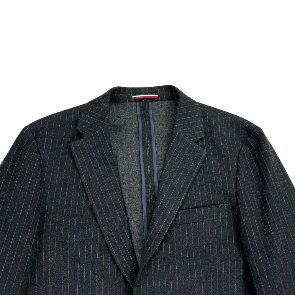 Tommy Hilfiger Mens Modern Fit Cotton Blend Pinstripe Suit Jacket Charcoal 40L